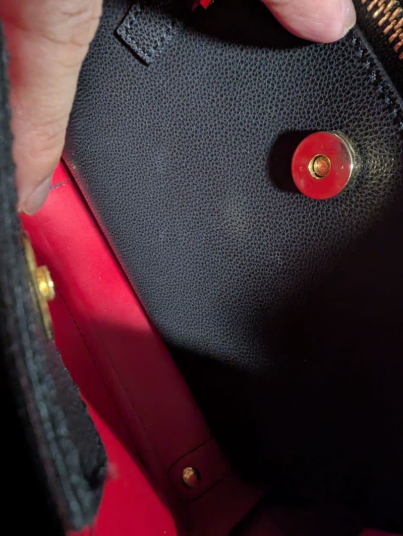 【美品】VIOLAd'ORO　2WAYショルダーバッグ　ブラック/レッド　牛革