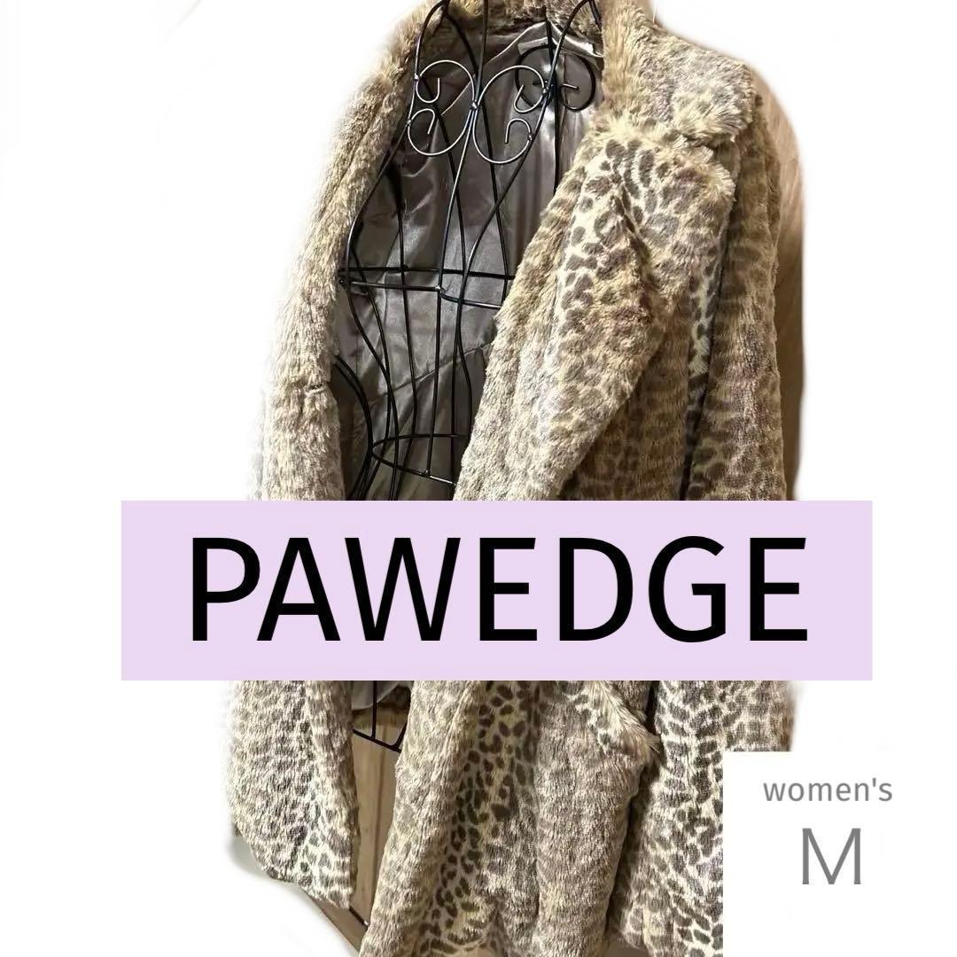 ローエッジ ヒョウ柄コートジャケットMハーフピーボアフェイクファー毛皮M RAW EDGE