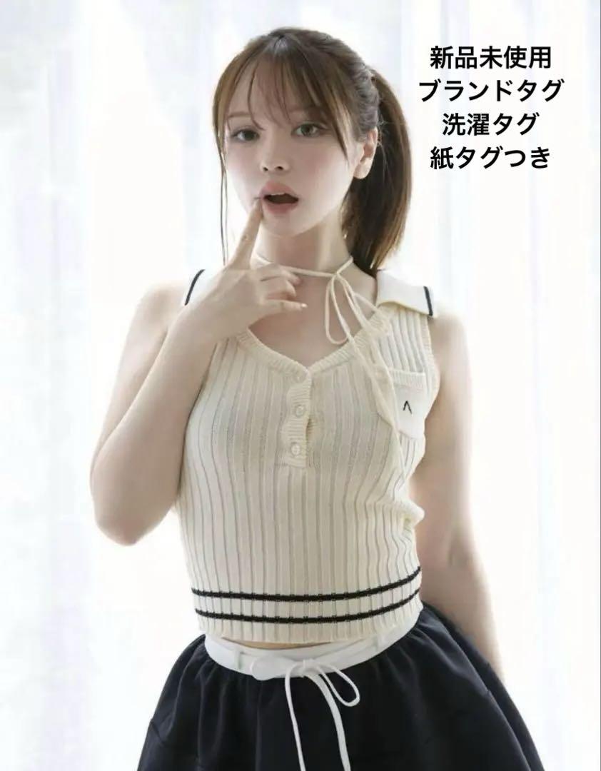 新品タグ付き　andmary Ami line tops ホワイト ANDMARY】Ami line tops