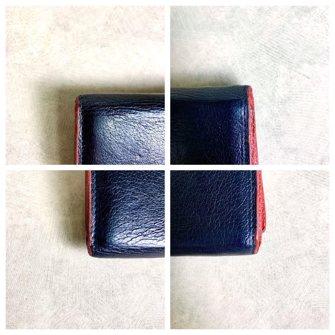 miumiu マドラス ラブレター 三つ折り財布 ブラック ハート　ロゴ金具