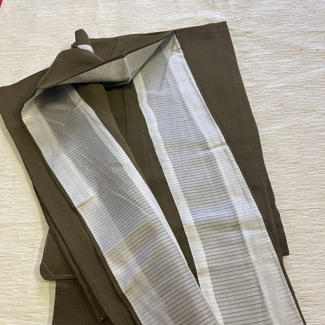 b1096 成竹登茂男 透け 着物 茶色 落款 証書付