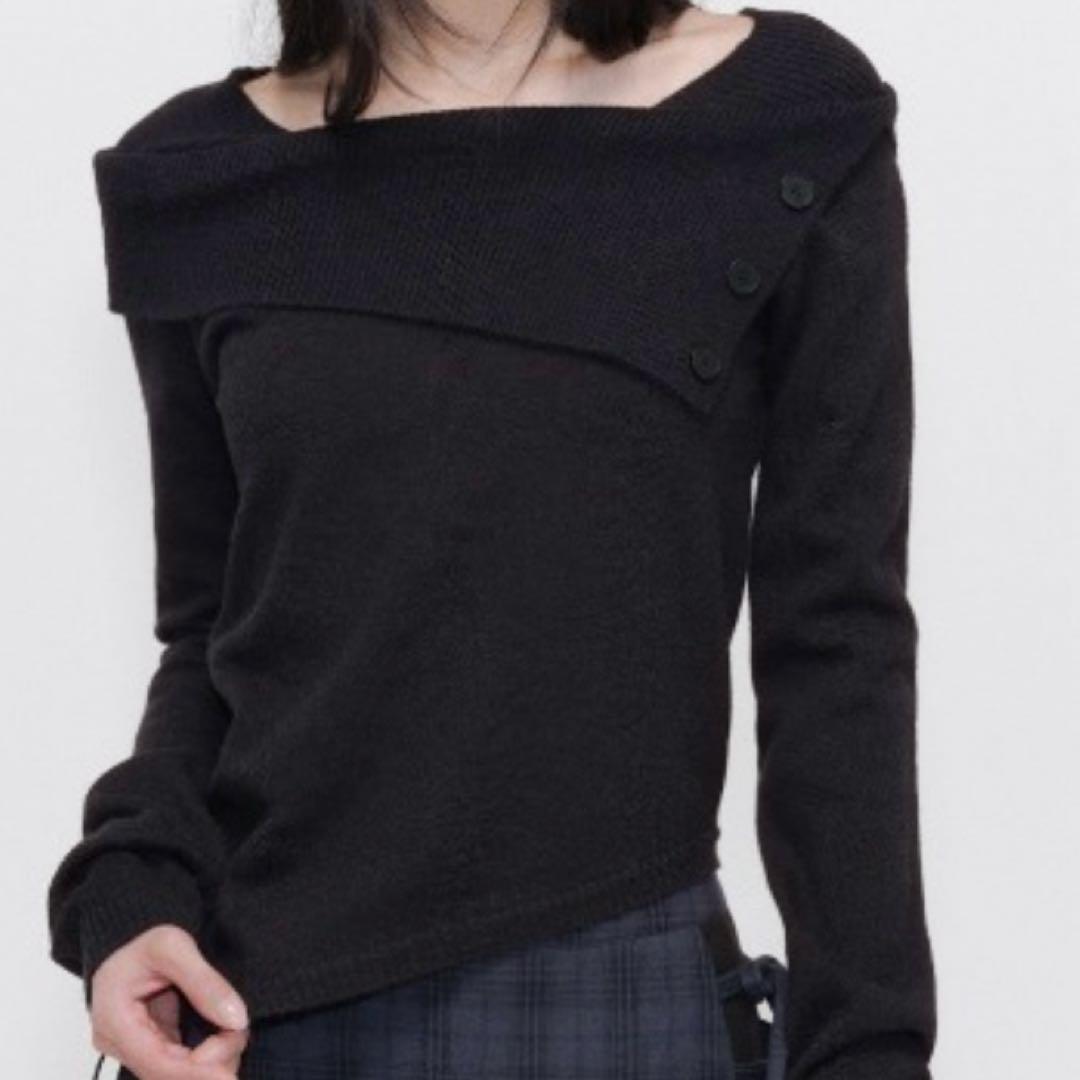 【miseki seoul】Oblique line button knit