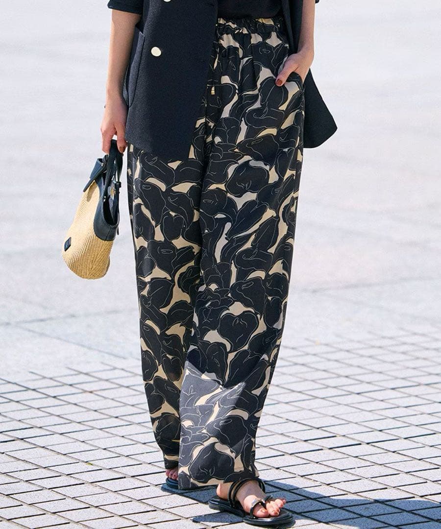 【23区】Ratti プリント ワイド パンツ イージー　大きいサイズ　柄　ゴム