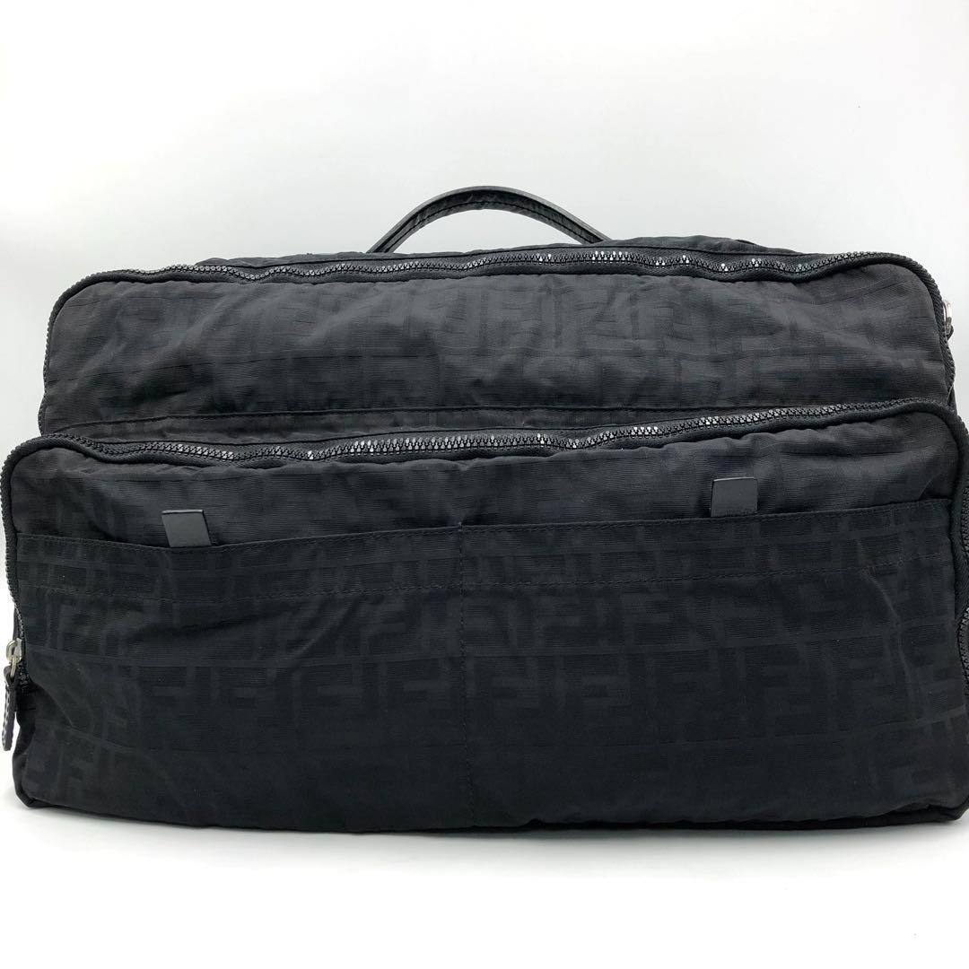 極美品 フェンディ 2way ボストンバッグ 大容量 ズッカ ナイロン ブラック