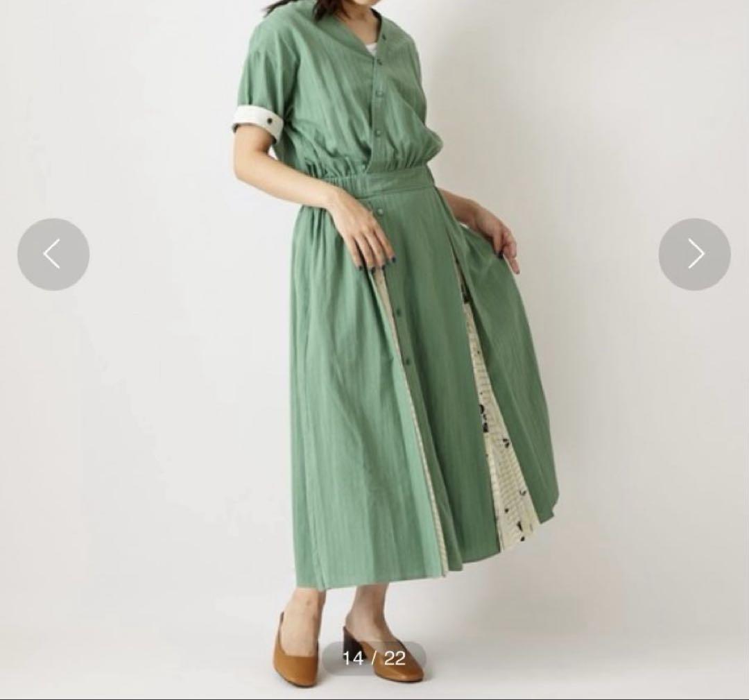 ふりふ　ワンピース　舞扇　まりぼんぼん　ドビーストライプカシュクールワンピース