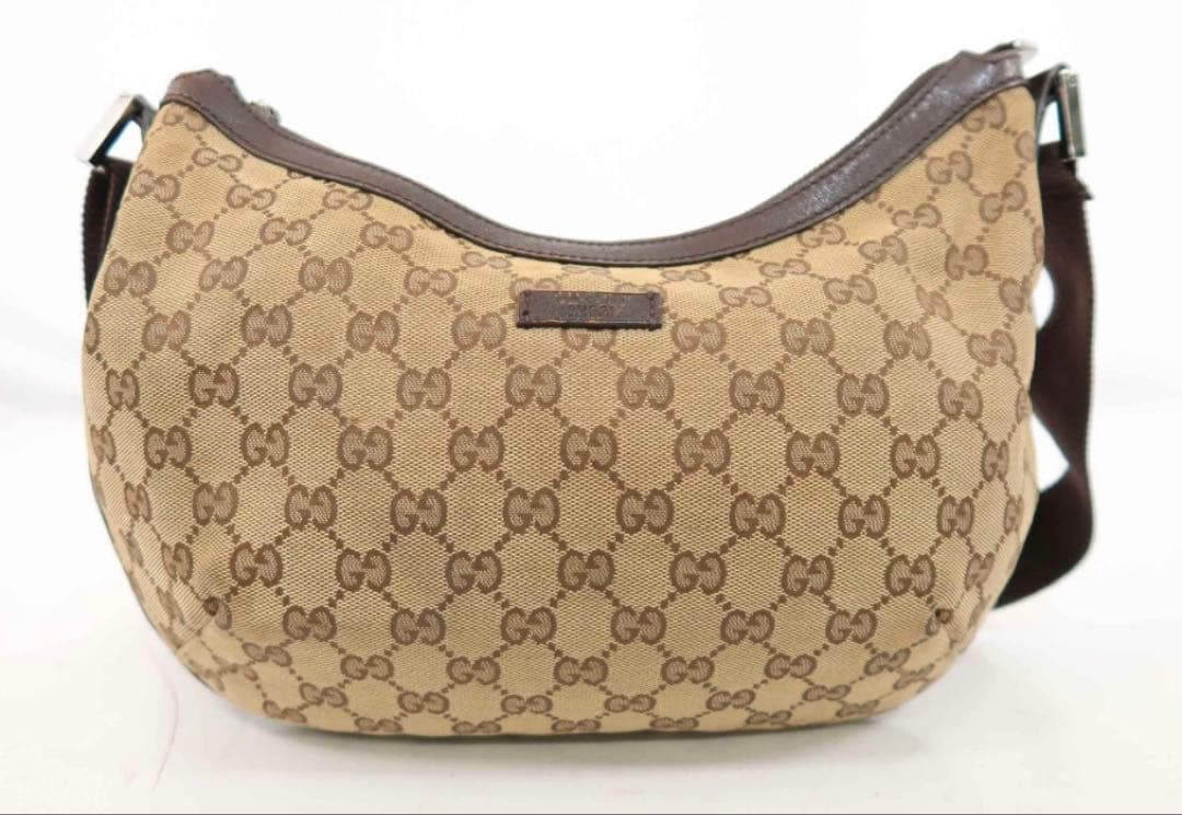 GUCCI グッチ ショルダーバッグ ブラウン キャンバス×レザー