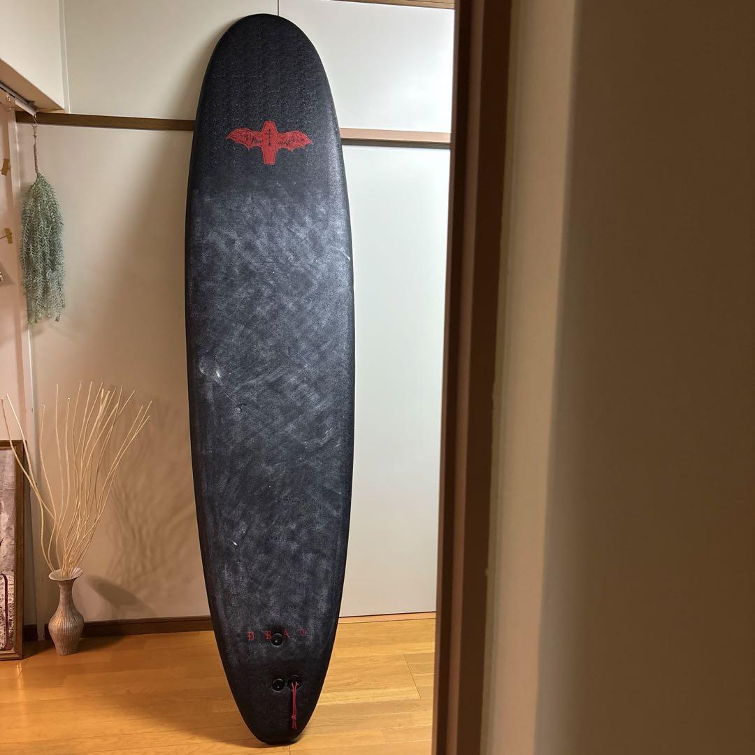 12日まで限定値下！DRAG ロングボード8’0 フィン付き 着払い ブラック赤