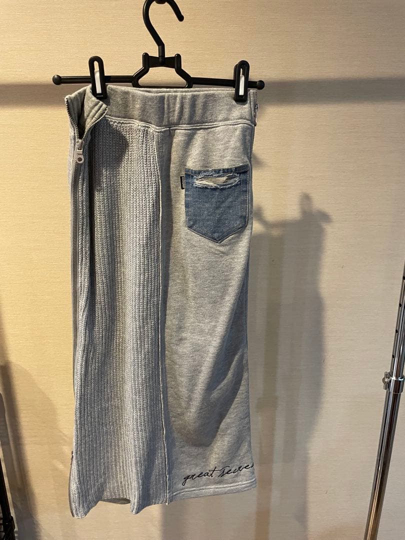 グレー サイドジッパー スウェットスカートM
