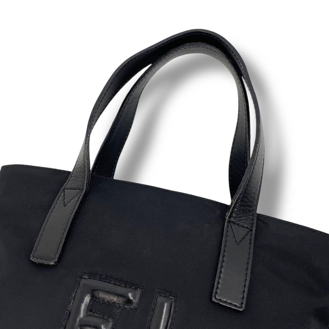 FENDI ロゴナイロンレザーハンドバッグ ヴィンテージ FENDI フェンディ ロゴ ナイロンレザー