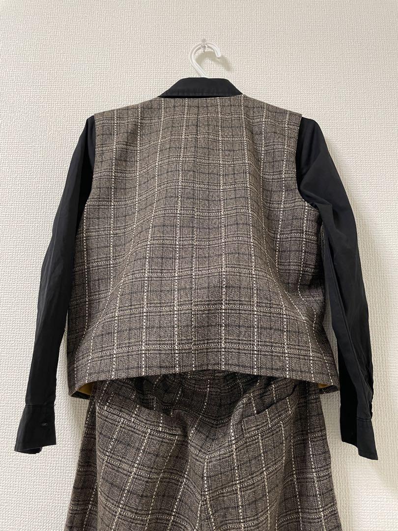 140フォーマルスーツ チェック柄 150の黒シャツ付き　4点セット