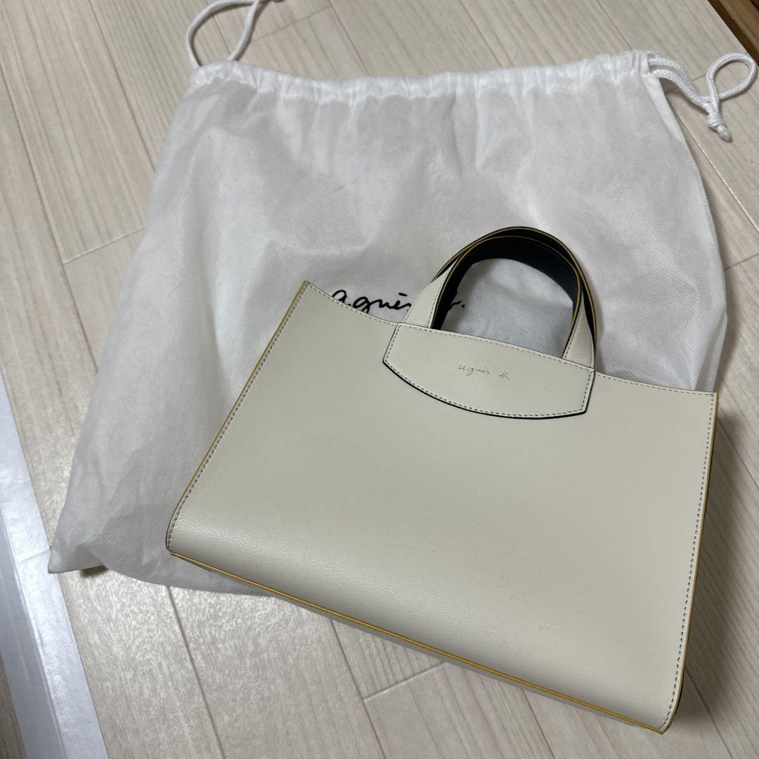 agnès b. アイボリー ハンドバッグ 保存袋付き