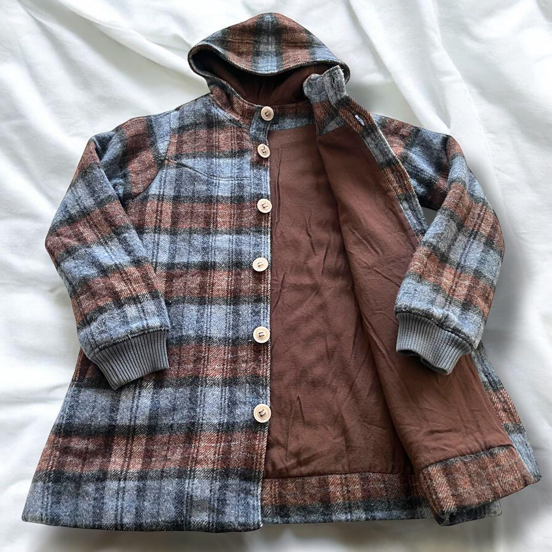 OLD A.P.C. チェック柄 ウール フード付きコート アーペーセー
