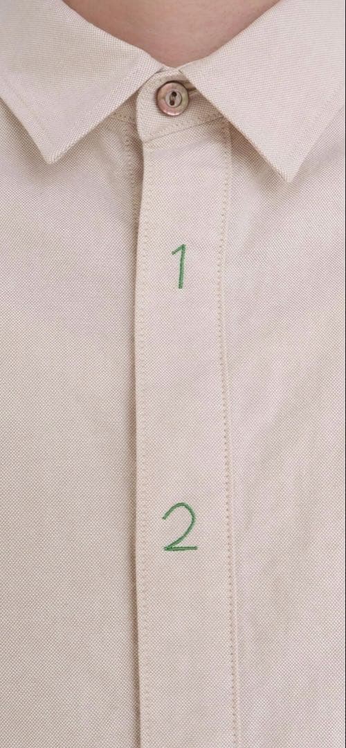 【新品タグ付】I am I △○40/1 オックス 数字刺繍 長袖シャツ