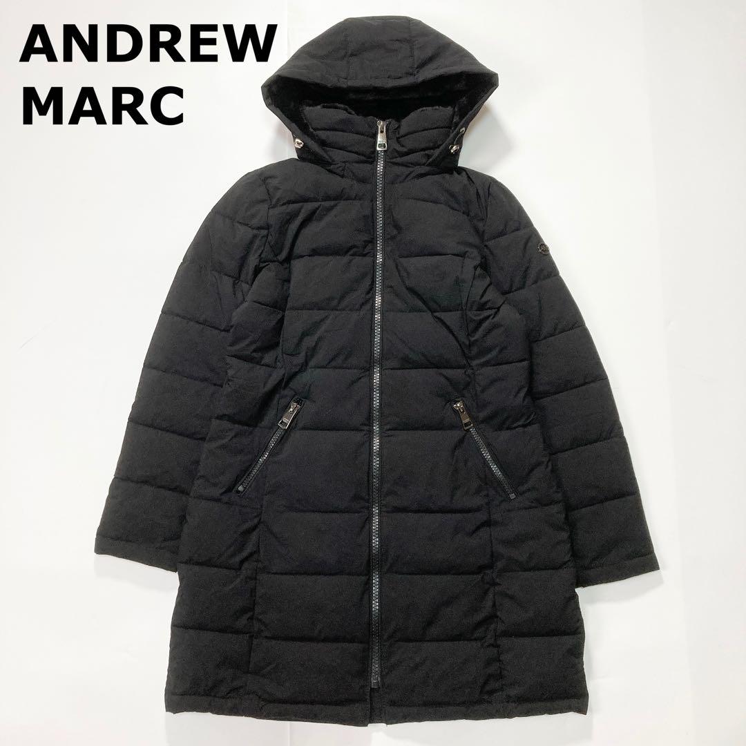 ANDREW MARC ダウンコート フードファー L ブラック