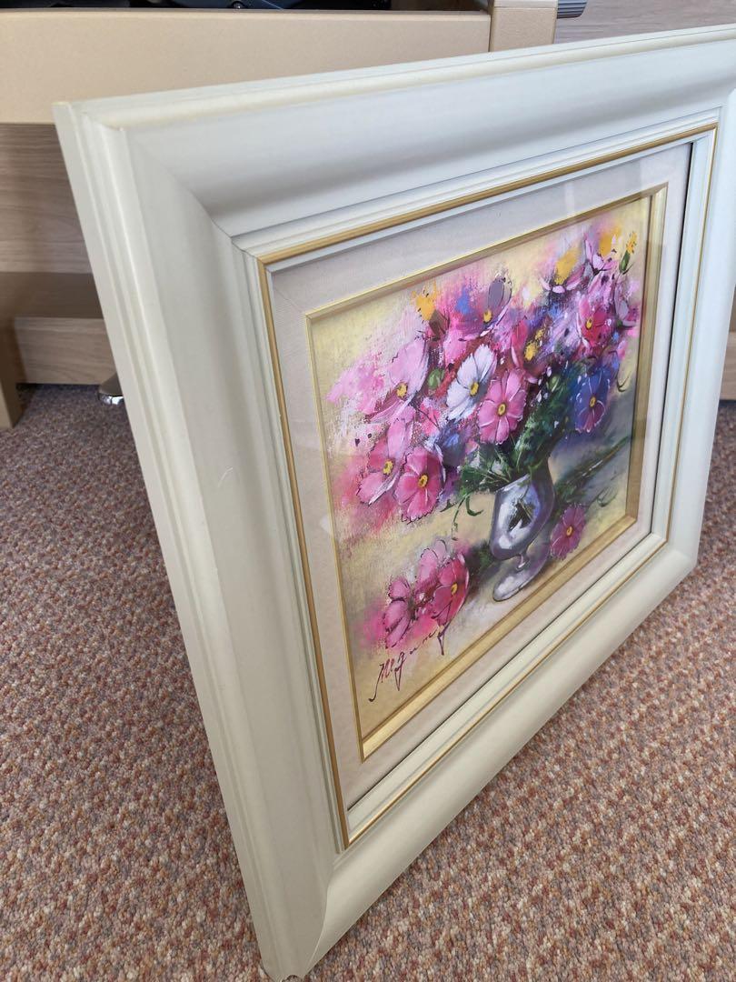 コスモス　絵画　額装 都内で コスモスの花 油絵 花束 額縁｜油彩額縁 額縁 額縁 - 額縁
