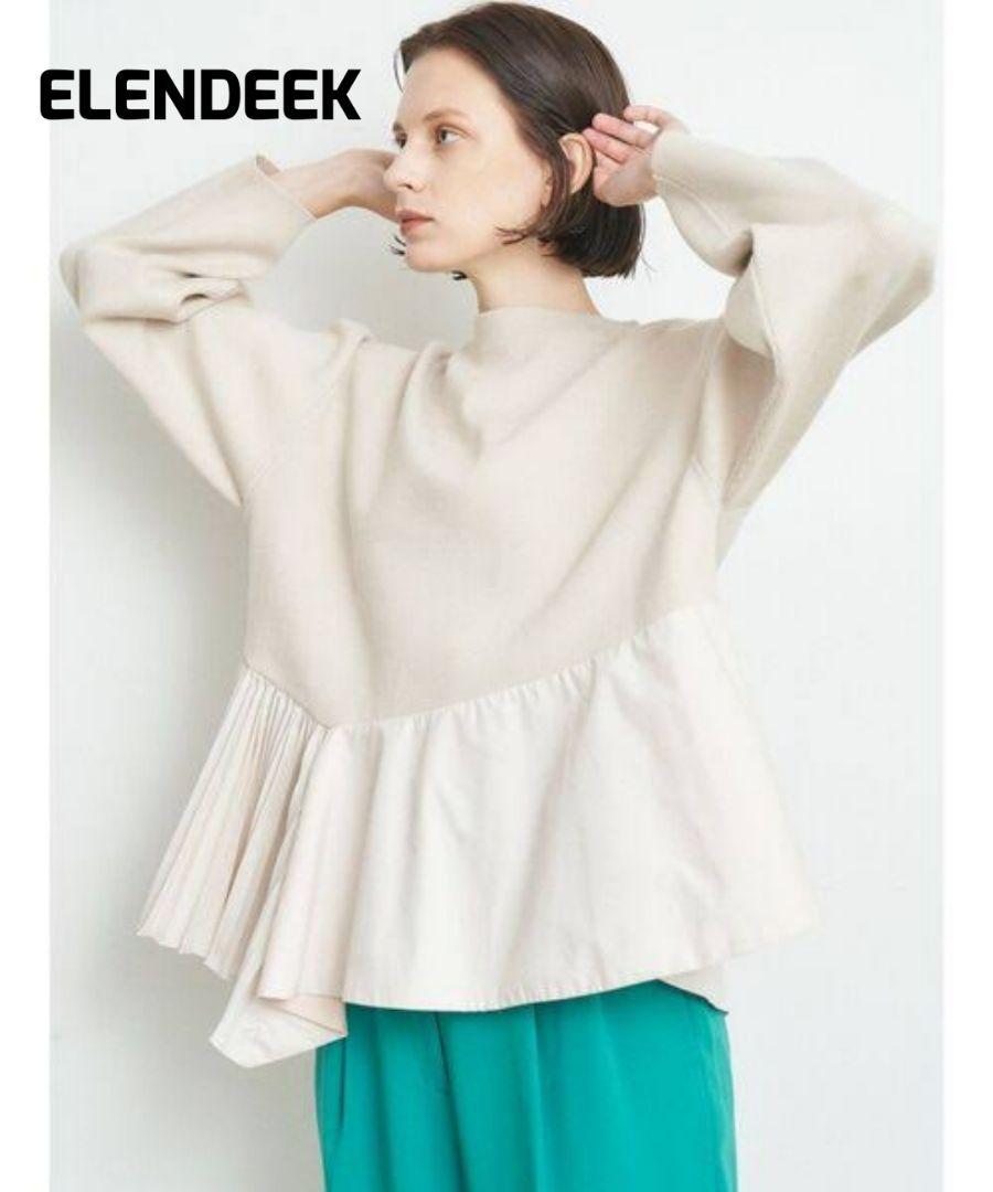 ELENDEEK　エレンディーク　フィンプリーツコンビーネーションニット