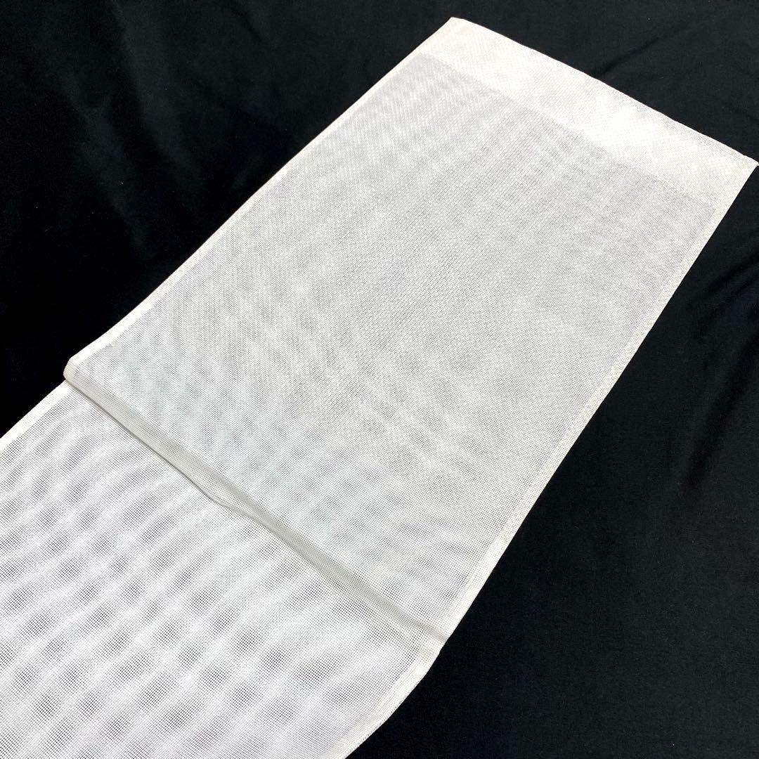◇【売切値下げ】507mnu5◇洗える夏帯 絽 格天井 銀糸 京袋帯 化繊◇美品 ◇【売切値下げ】507mnu5◇洗える夏帯 絽 格天井 銀糸 京袋帯