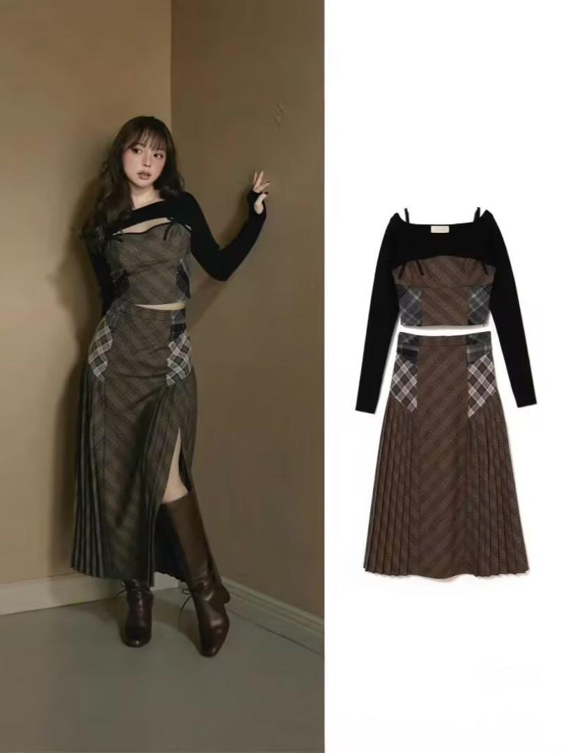 新品 Emma check set up