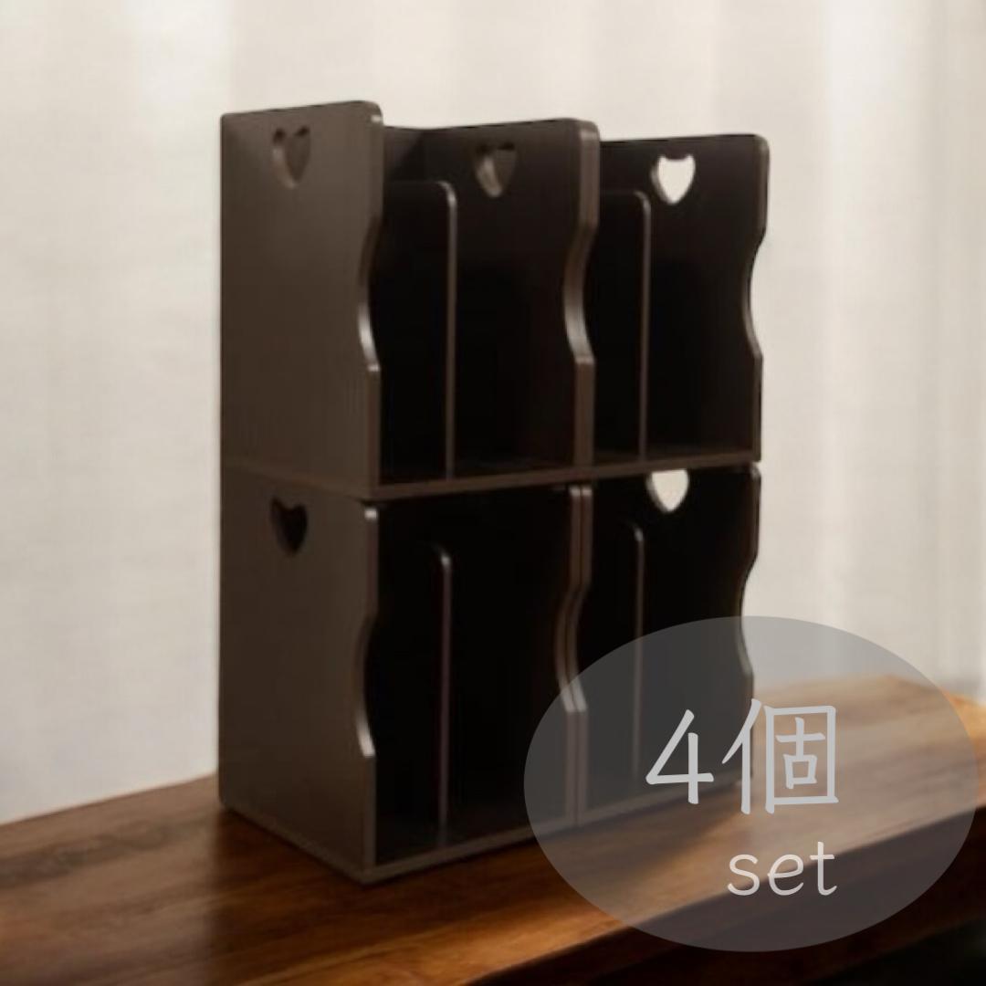 高評価レビュー 新品】4個セット 重ねて使えるブックスタンド 収納アウトレット 本棚・本収納