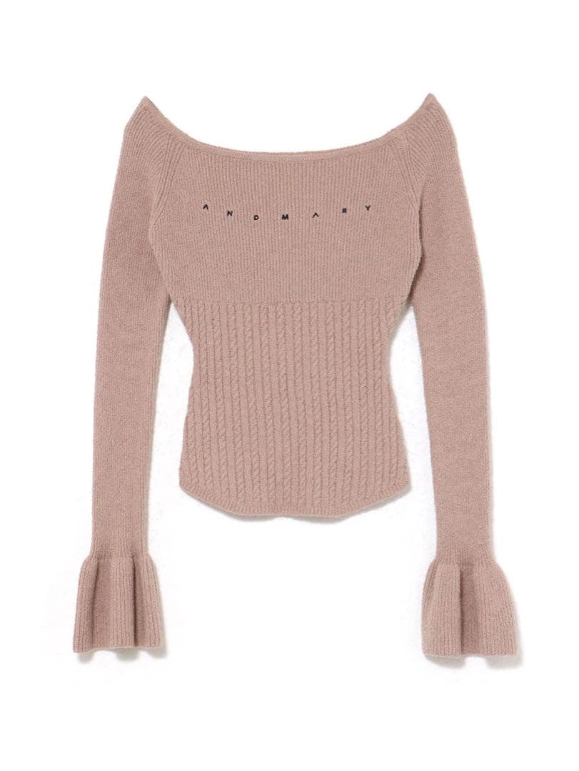 andmary Flora knit tops pink beige