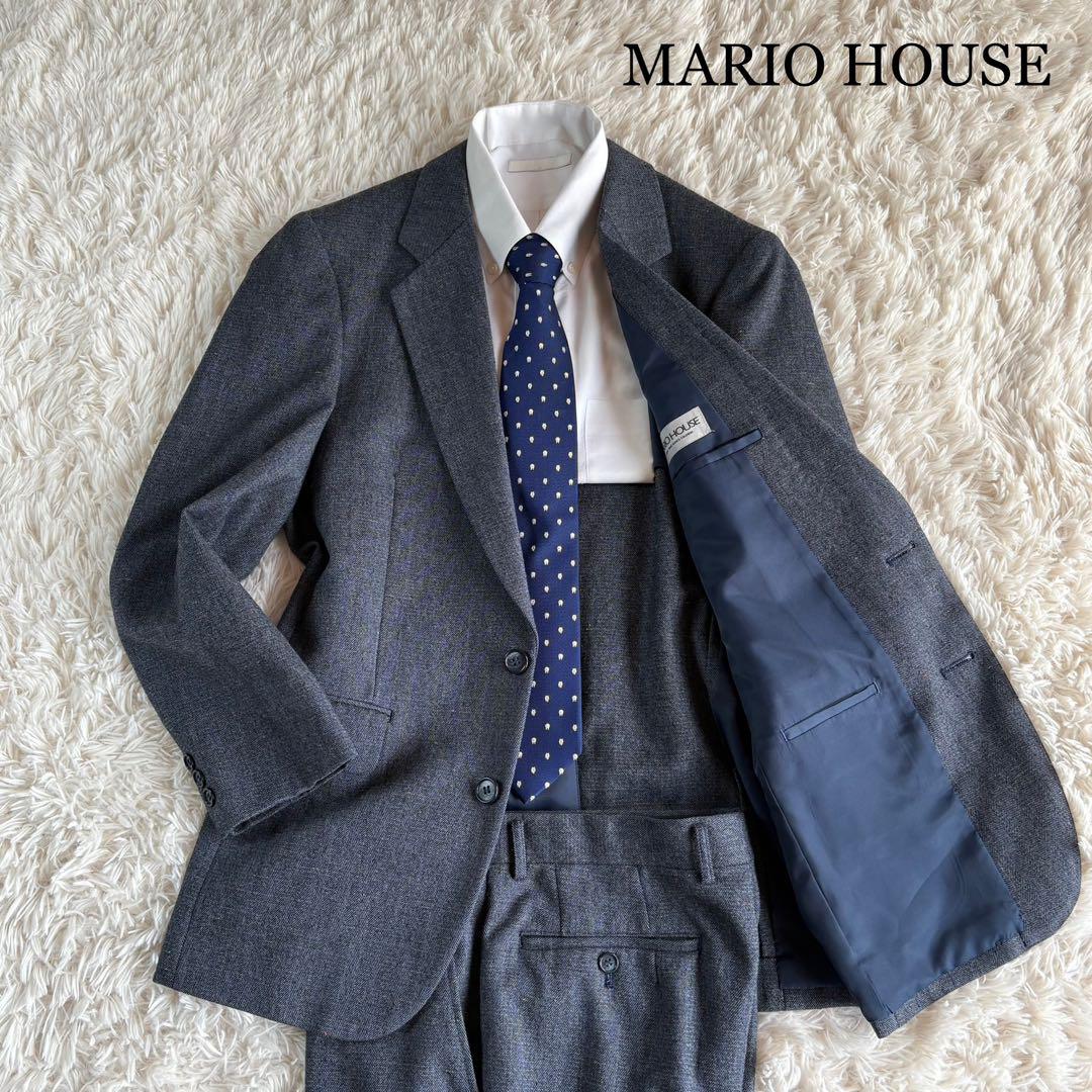美品 MARIO HOUSE セットアップスーツ ヘリンボーン 紺 A4