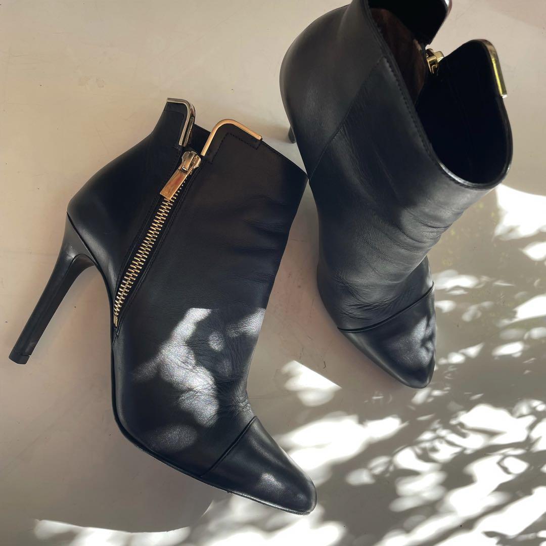 47%割引 大人気新品 LANVIN ブラック ショートブーツ ミ170 50%OFF お取寄せ LANVIN COLLECTION★スタッズショートブーツ★スエードブラック24 ブーツ
