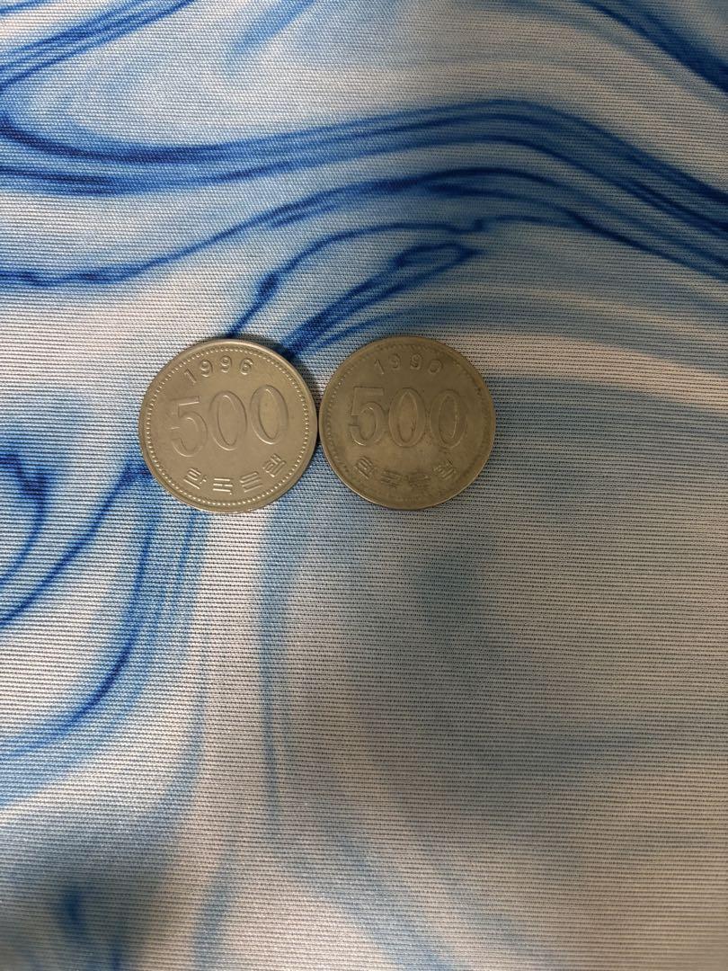 1995年 500円硬貨 2枚セット韓国語表記