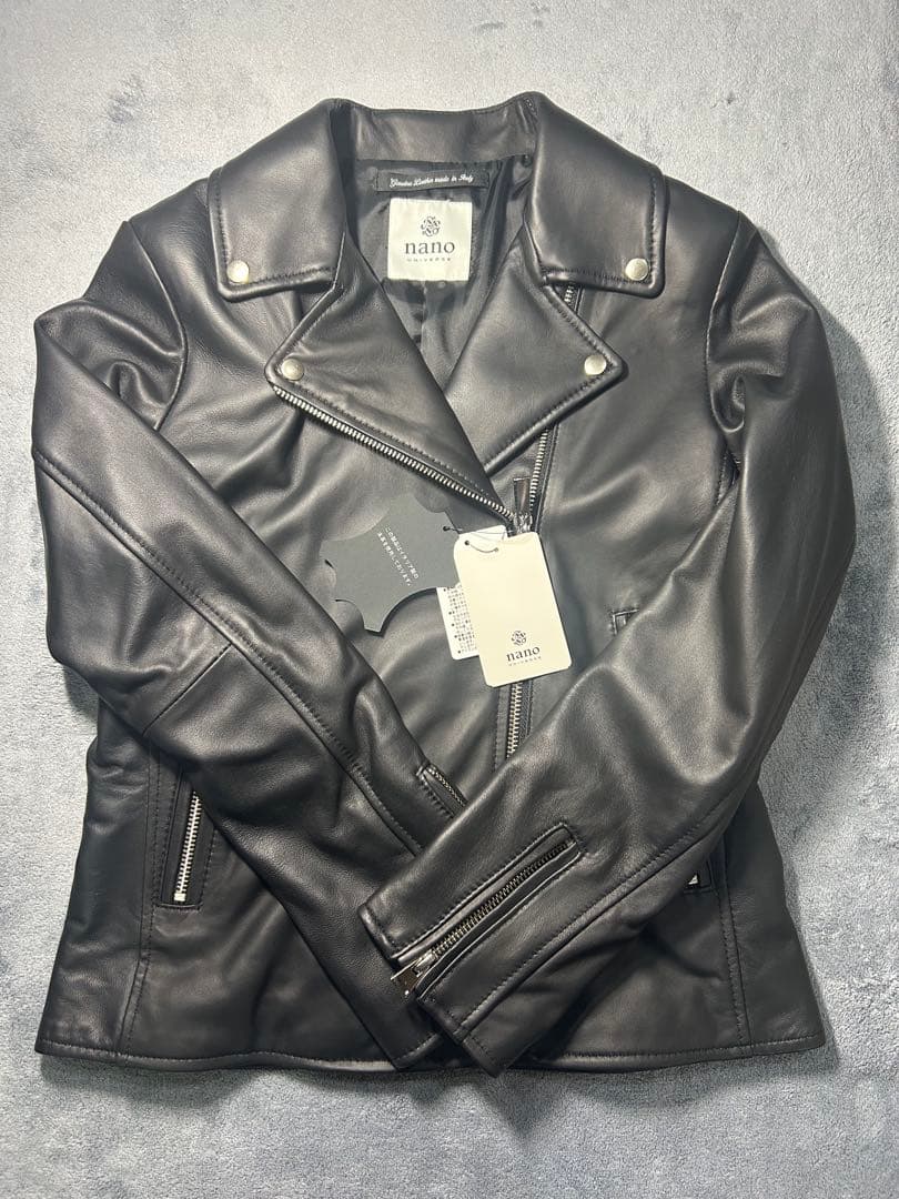 nanoUNIVERSEのレザーダブルライダースジャケット本革ブラックサイズ36