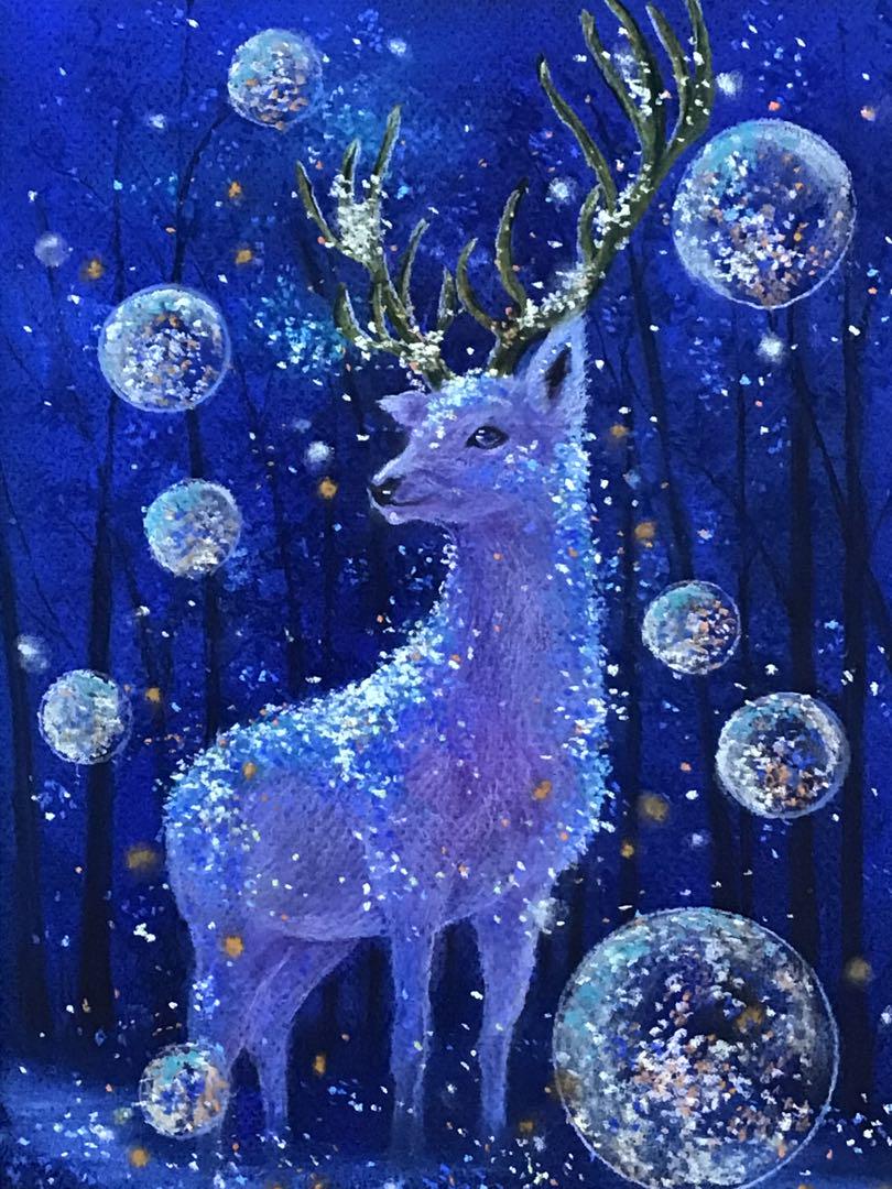 miracle forest ハンドメイドパステル画　絵画アート原画