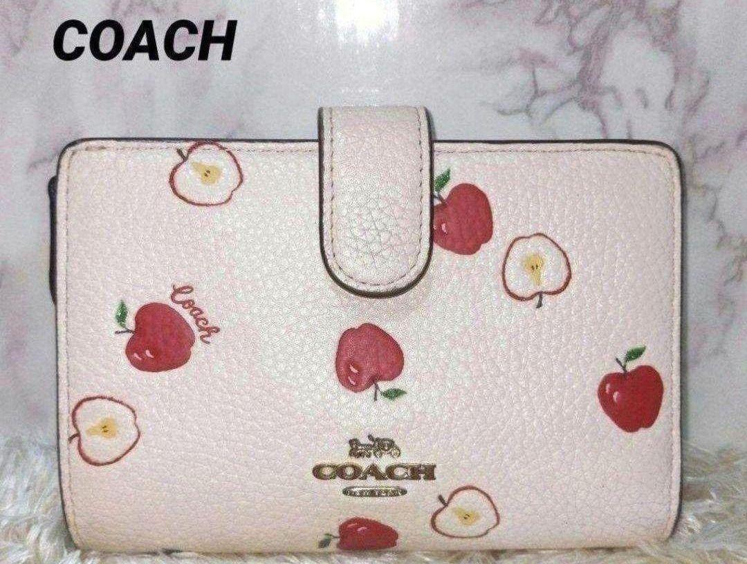 ラスト1点】COACH ジップ ウォレット ウィズ アップル プリント