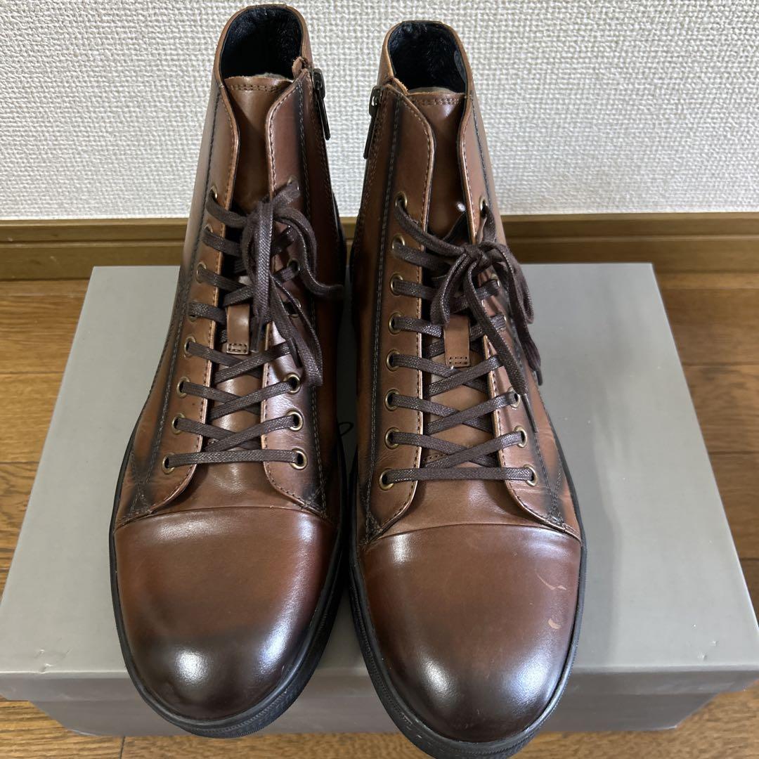 フープディドゥ ブラウンレザーブーツ バックル付き ハイカット25.5cm 美品】フープディドゥー ブラウンレザー ハイカットシューズ 42