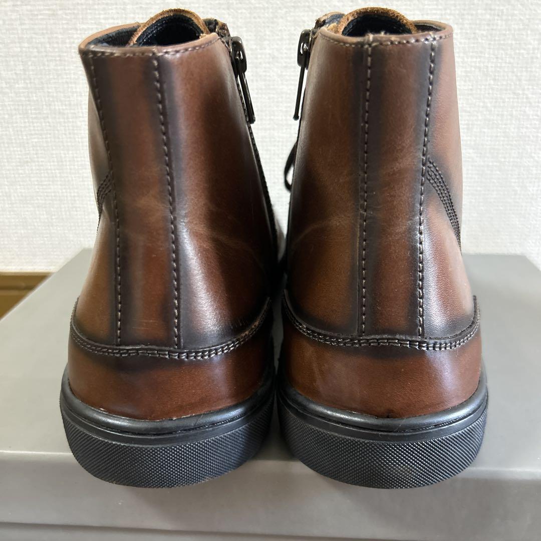 フープディドゥ ブラウンレザーブーツ バックル付き ハイカット25.5cm 美品】フープディドゥー ブラウンレザー ハイカットシューズ 42