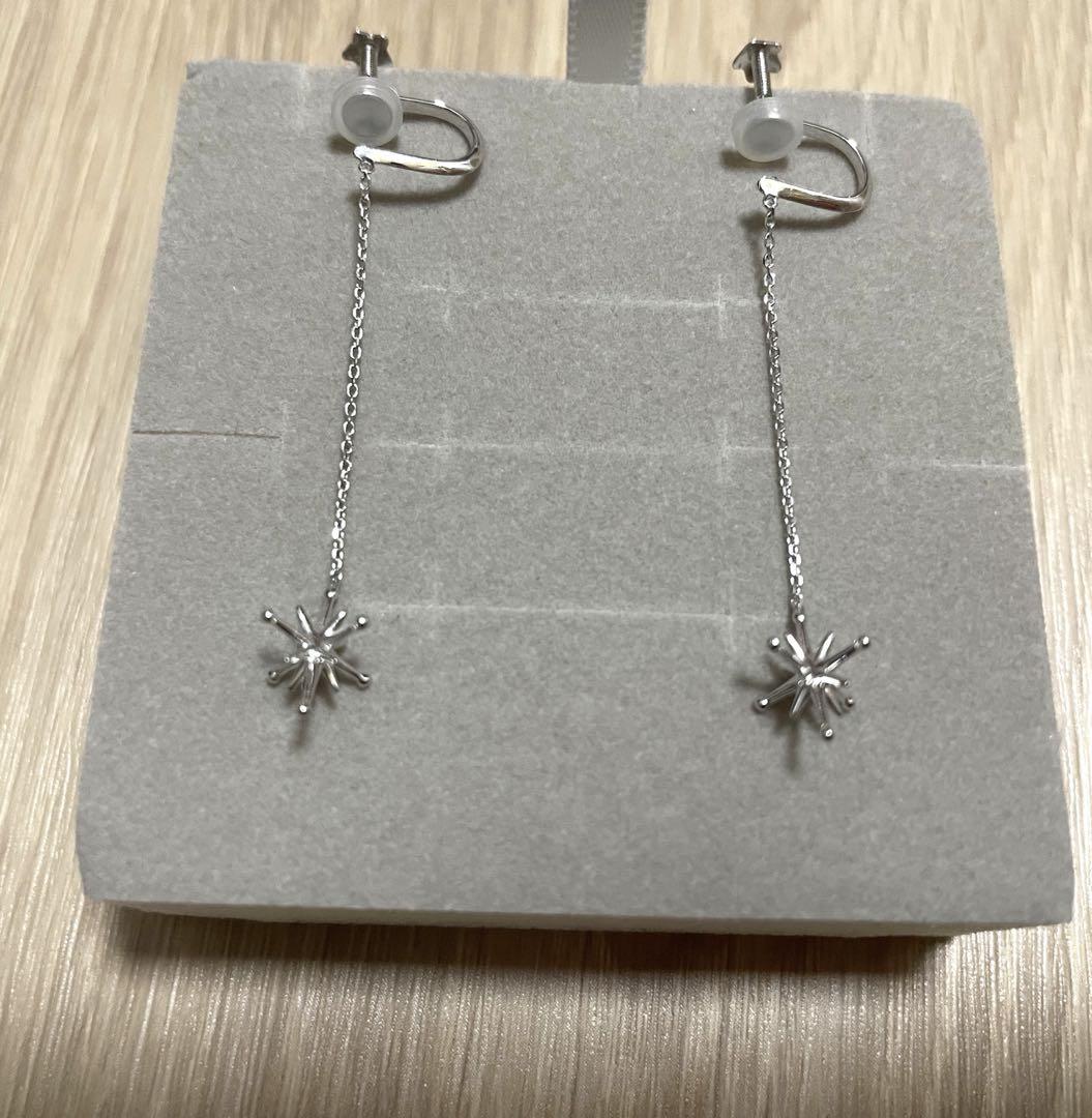 STAR JEWELRY K10 クロッシングスターイヤリング ホワイトゴールド