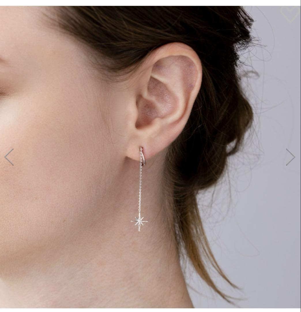 日本未入荷 STAR JEWELRY K10 クロッシングスターイヤリング ホワイトゴールド アクセサリー