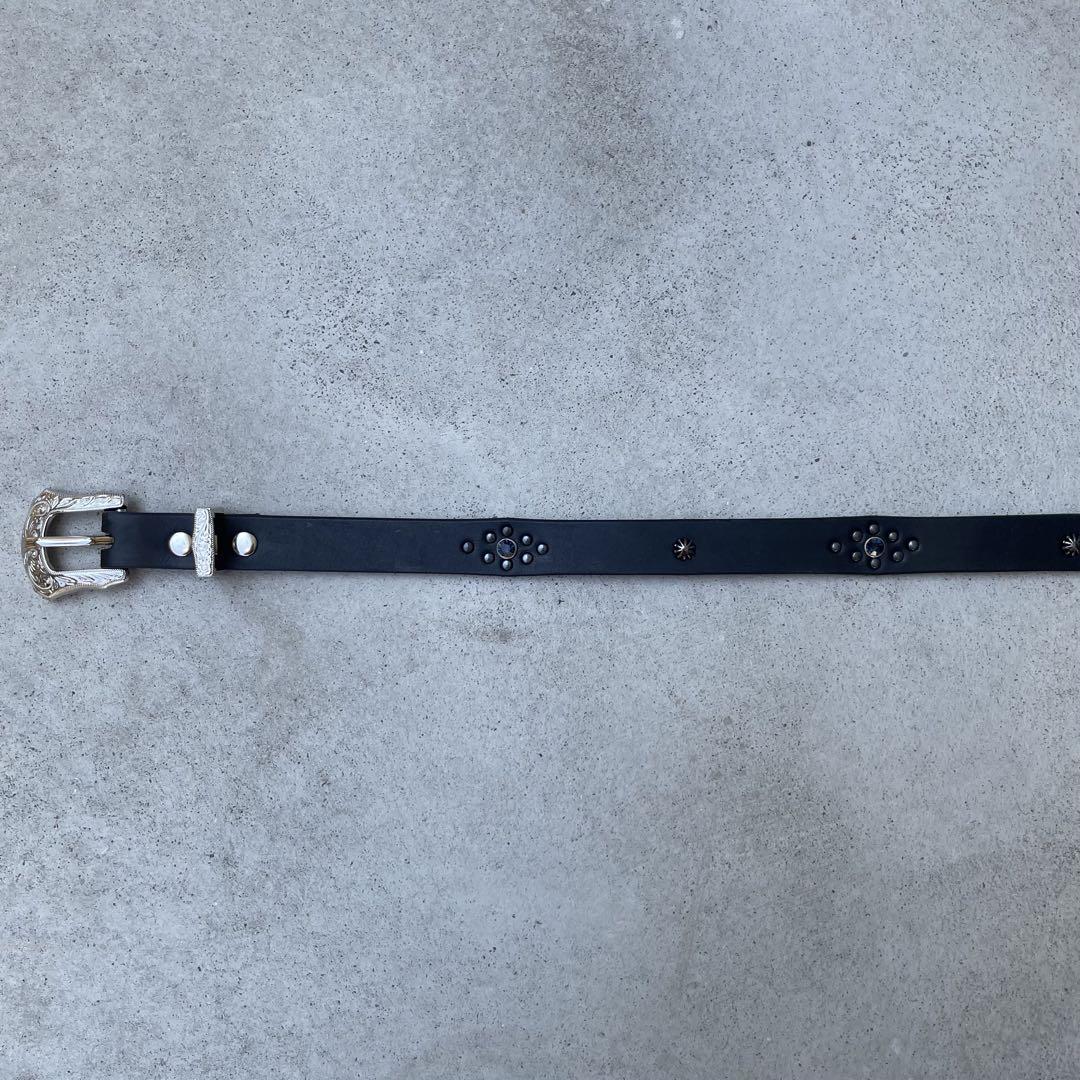 スタッズ　レザー　ナロー　ベルト　ハンドメイド　besto89-b