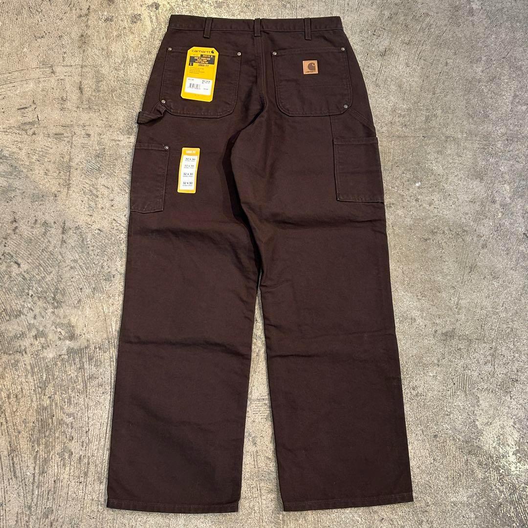 新品 Carhartt カーハート ダブルニー W32 パンツ B136 DKB 新品 カーハート B136 ウォッシュド ダック ダブルニー パンツ茶