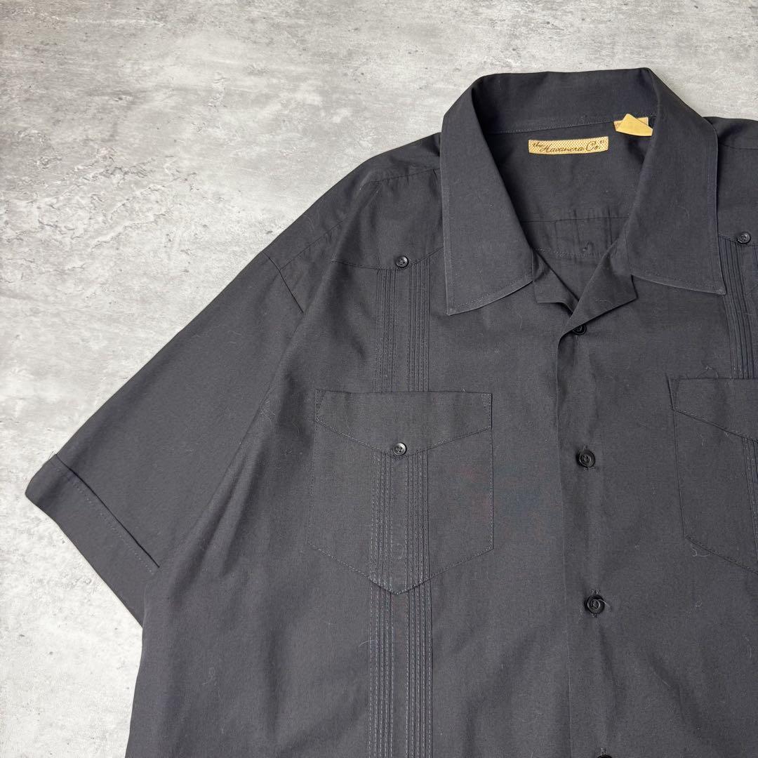 Havanera ハバネラ 開襟シャツ キューバシャツ XL ブラック 黒