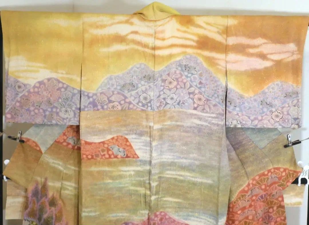 正絹・豪華辻が花袷訪問着・本絞り染・作家落款・金通し布