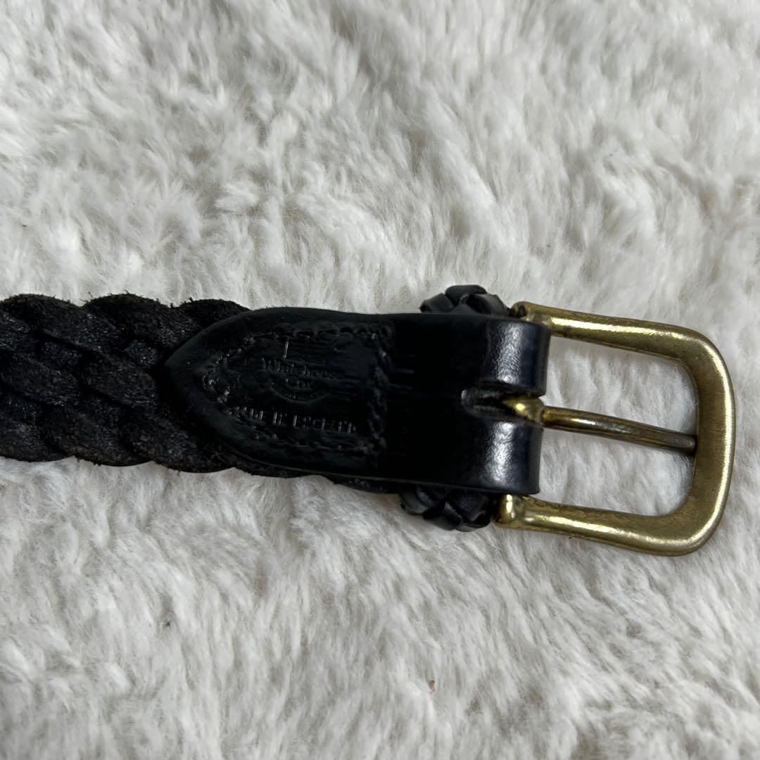 White house Cox メッシュ　編み込み　ベルト　黒