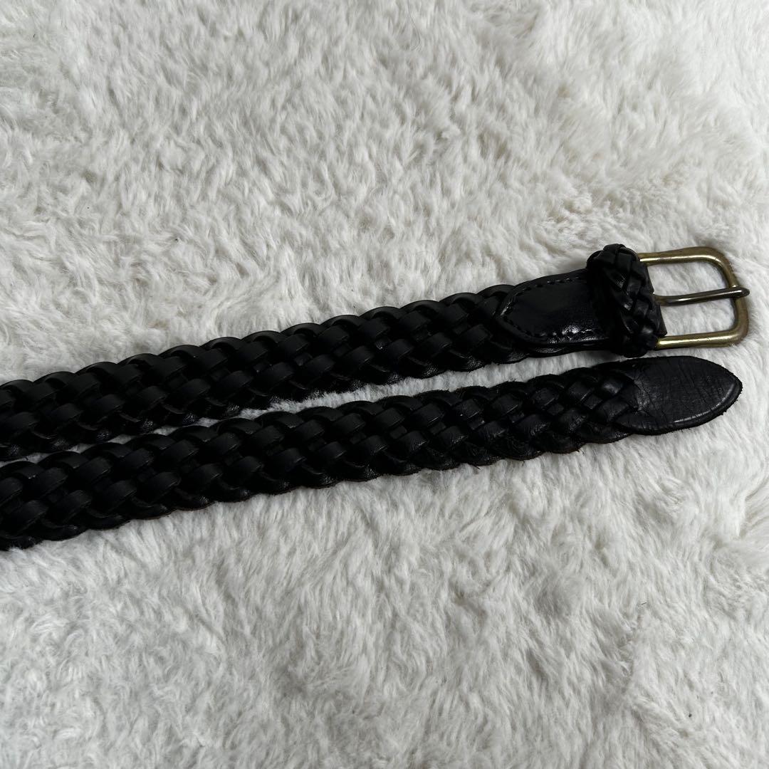 White house Cox メッシュ　編み込み　ベルト　黒