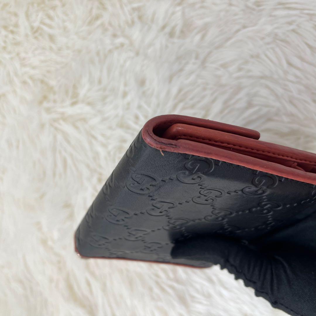 GUCCI グッチシマ ブラックレザー 三つ折り財布