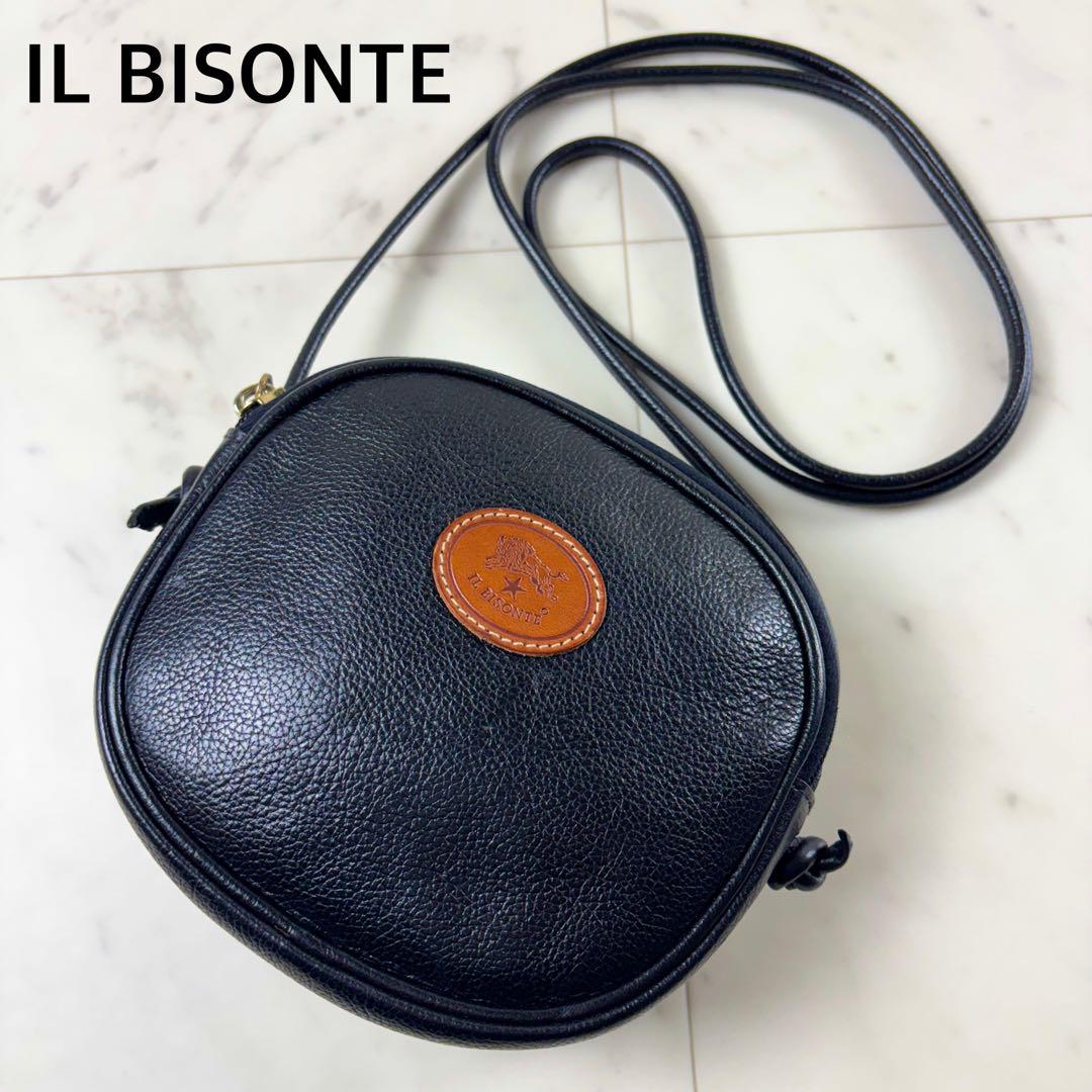 現行✨美品 イルビゾンテ クロスボディバッグ ミニショルダー レザー 丸型 黒