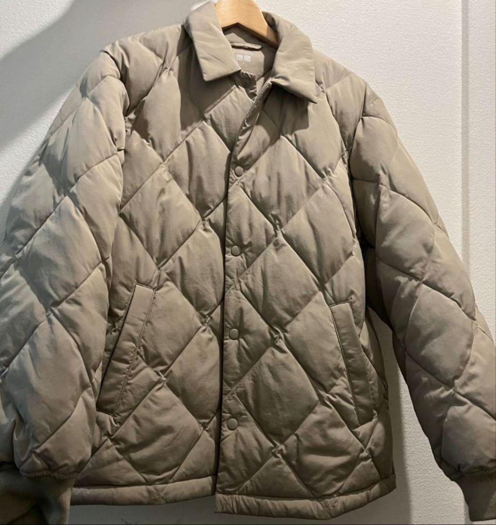 ベージュ キルティングジャケット メンズ