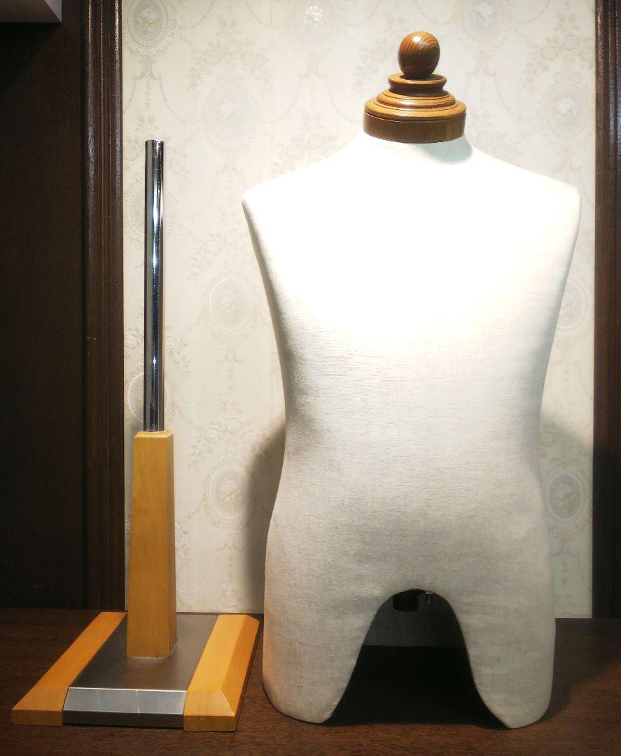 美品 布張り メンズ ヴィンテージ トルソー 木製スタンド付き ホワイト