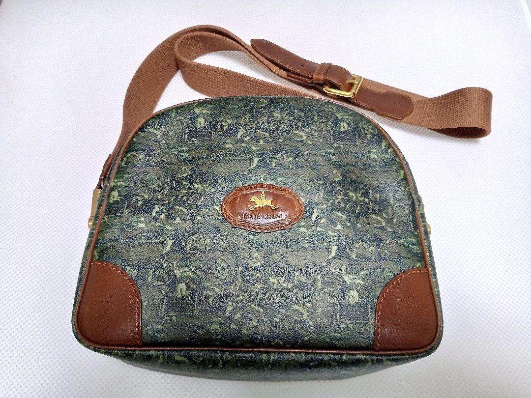 タニノクリスチー ショルダーバッグ 乗馬絵柄 グリーン系 美品