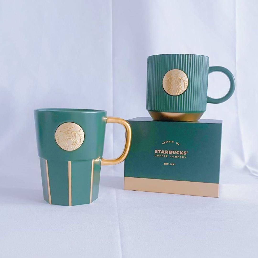 Starbucks 緑色マグカップ 大きめ 2個セット