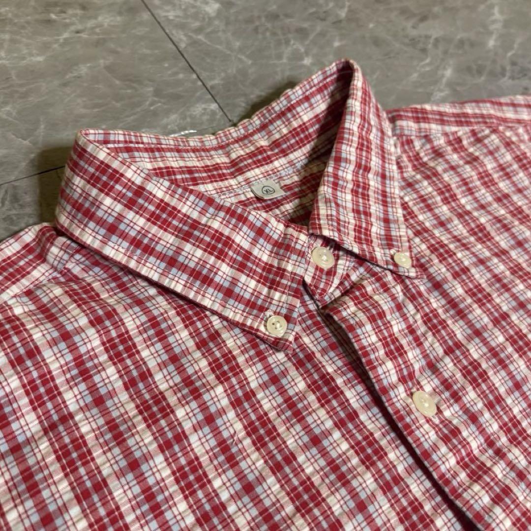 old uniqlo 短丈チェックシャツ シアサッカー ボックス