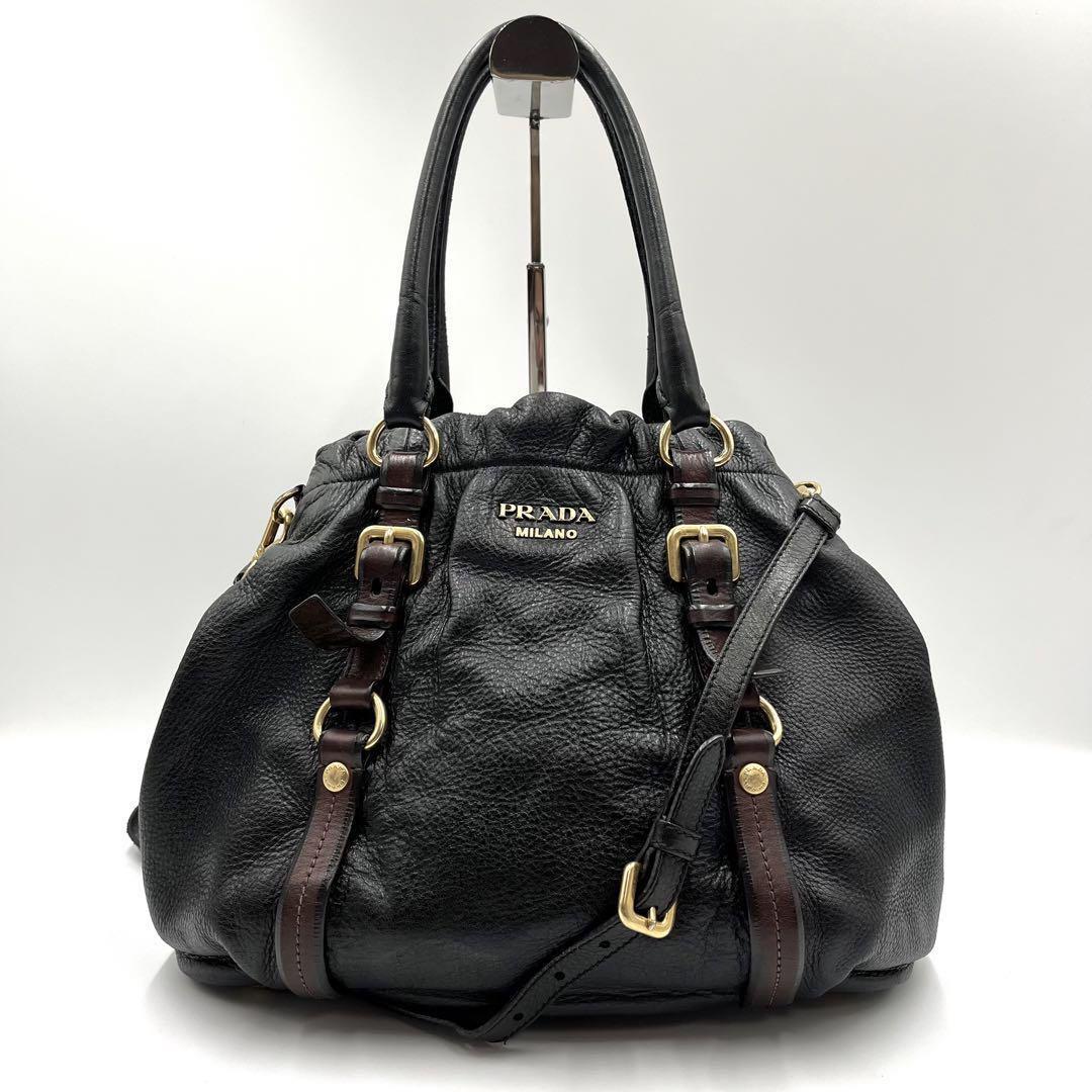 【美品】PRADA 2wayバッグ 肩掛け ショルダー 斜め掛け レザー