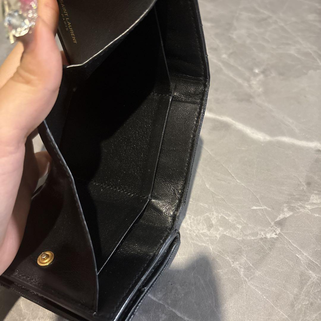 サンローラン　三つ折り　財布　キャビアスキン　ブラック　YSL サンローラン 三つ折り 財布 キャビアスキン ブラック YSL