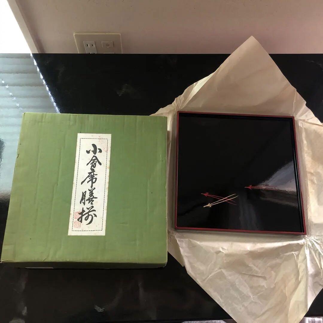 昭和レトロ小会席膳揃黒塗松葉6枚組お盆